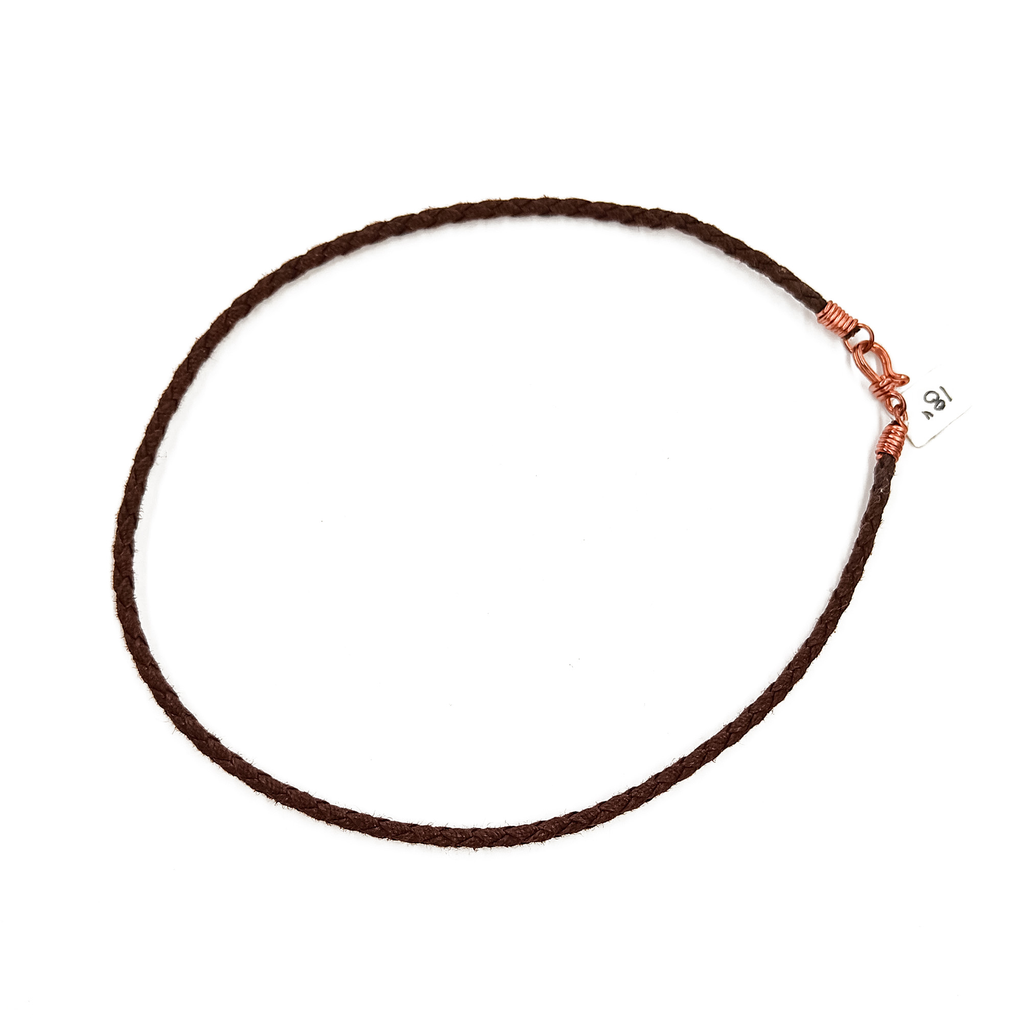 Brown Cotton Cord Necklace with Copper Hook