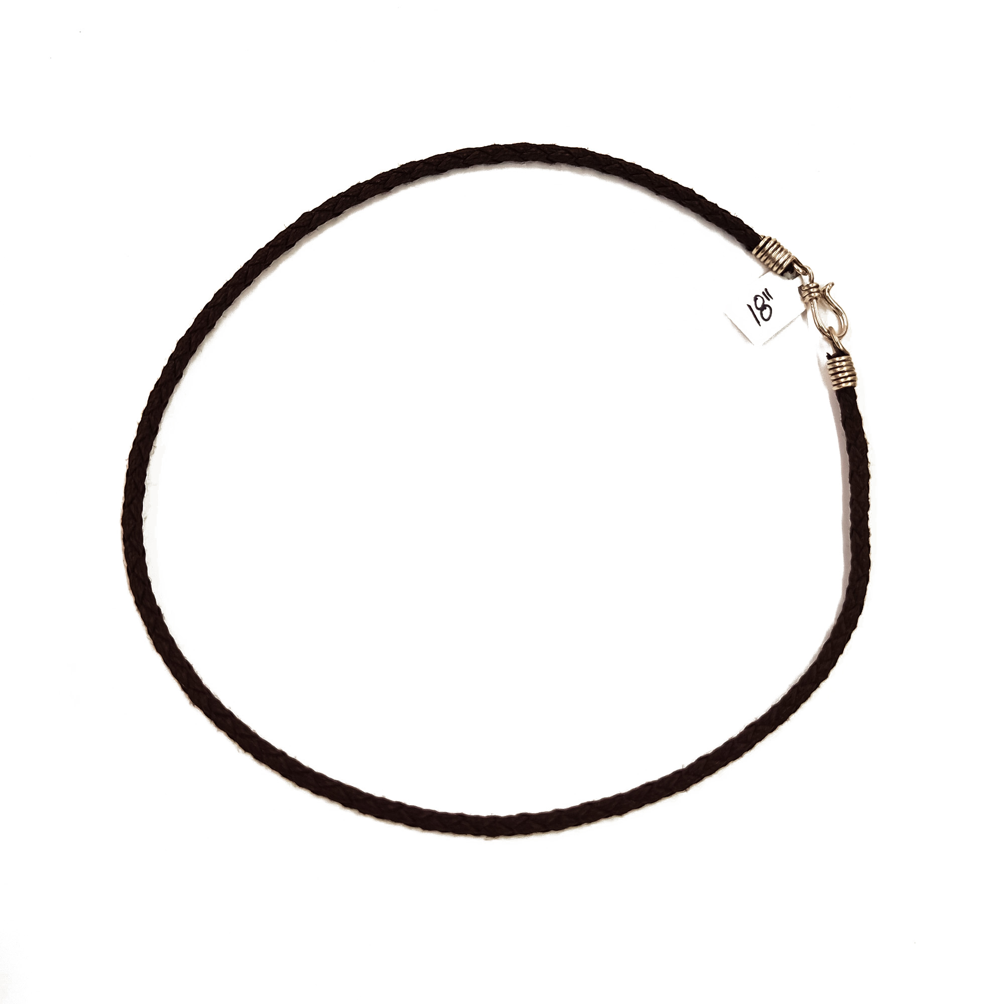 Brown Cotton Cord Necklace with Silver Hook