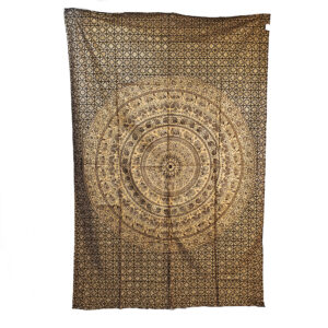 Gold Elephant Mandala Tapestry Single