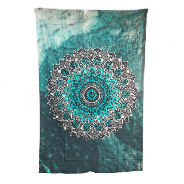Mandala With Flowers Teal Single