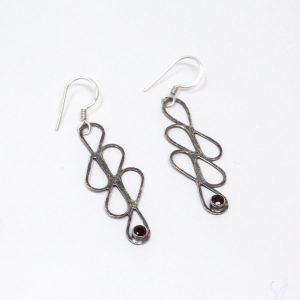 Triple Earrings Hammered with Garnet Studio Shot Option by Felice My Own Collection (1 of 1)