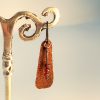 copper dangle earrings garnet hanging