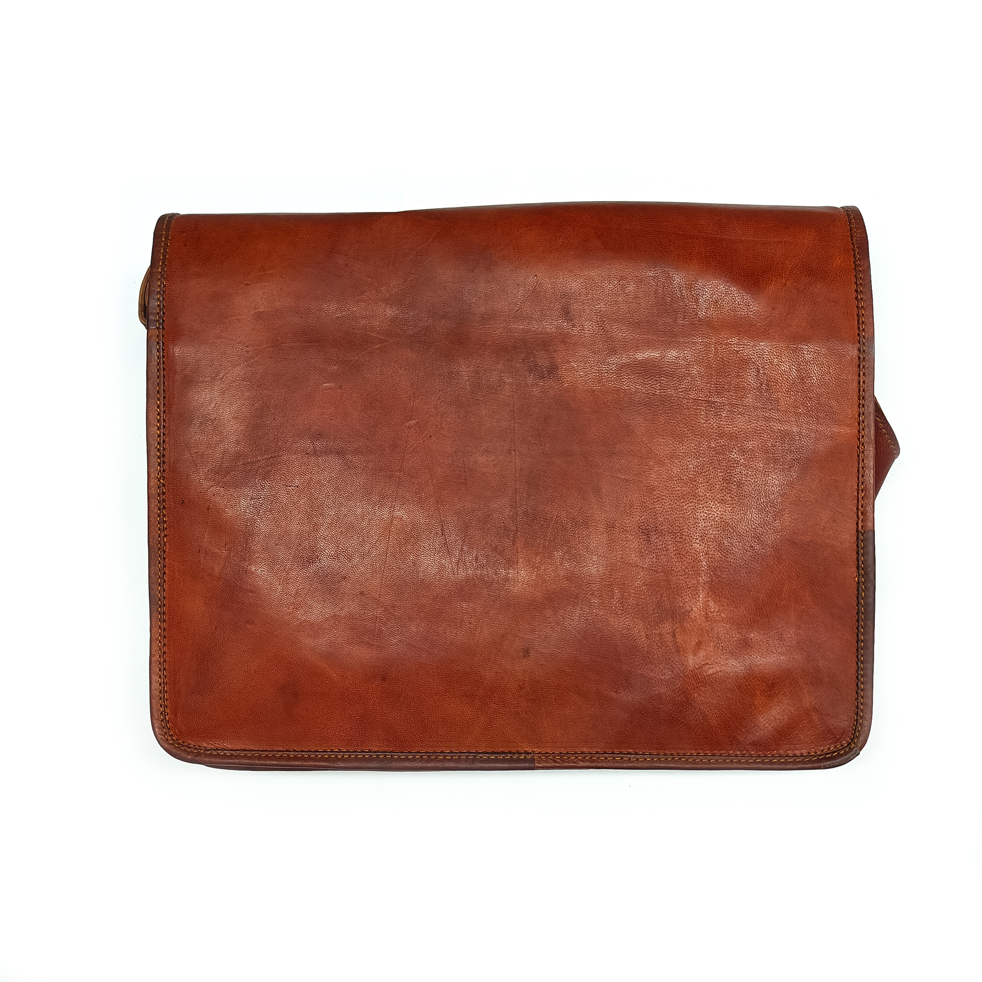 Flap Camel Leather Bag Large Back