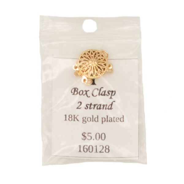 18k Gold Plated 2 Strand Box Clasp 160128