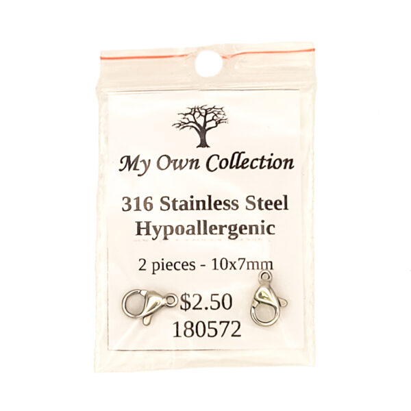 316 Stainless Steel 10x7mm Lobster Clasp 2 Pack 180572