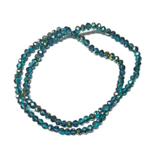 Faceted Rondelle Half Green Plated Sky Blue 4x3mm Beads