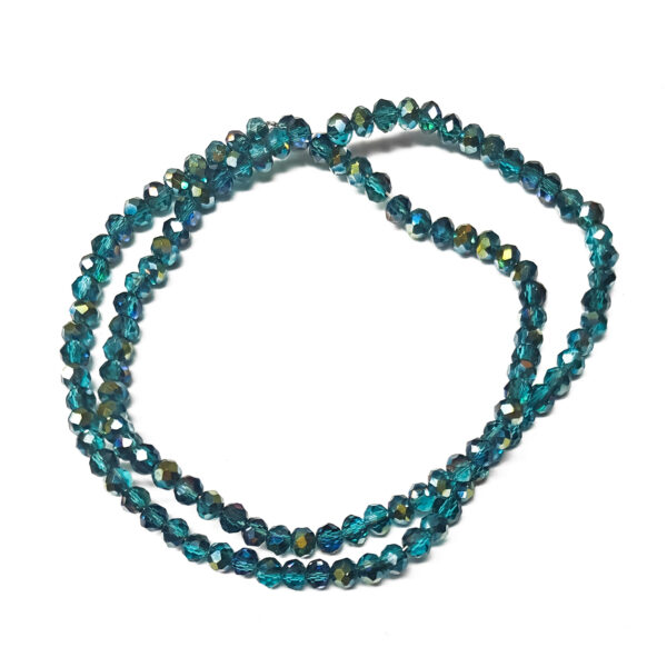 4×3 Electro Rondelle Faceted Blue Green 180487
