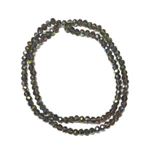 Faceted Rondelle Half Plated Green Silver 4x3mm Beads