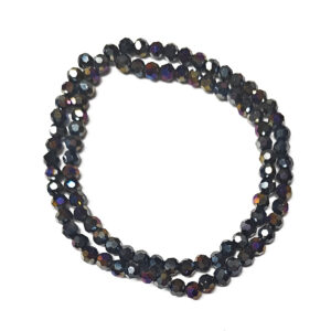 Faceted Round 4mm Electroplated Black Beads