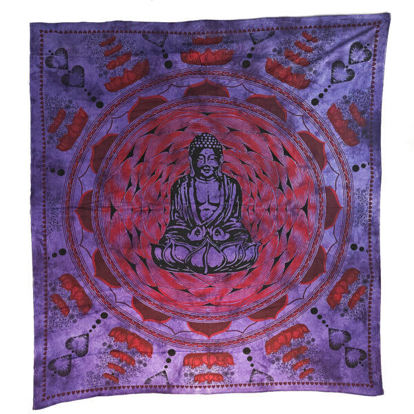Buddha In Lotus Double Tapestry Purple