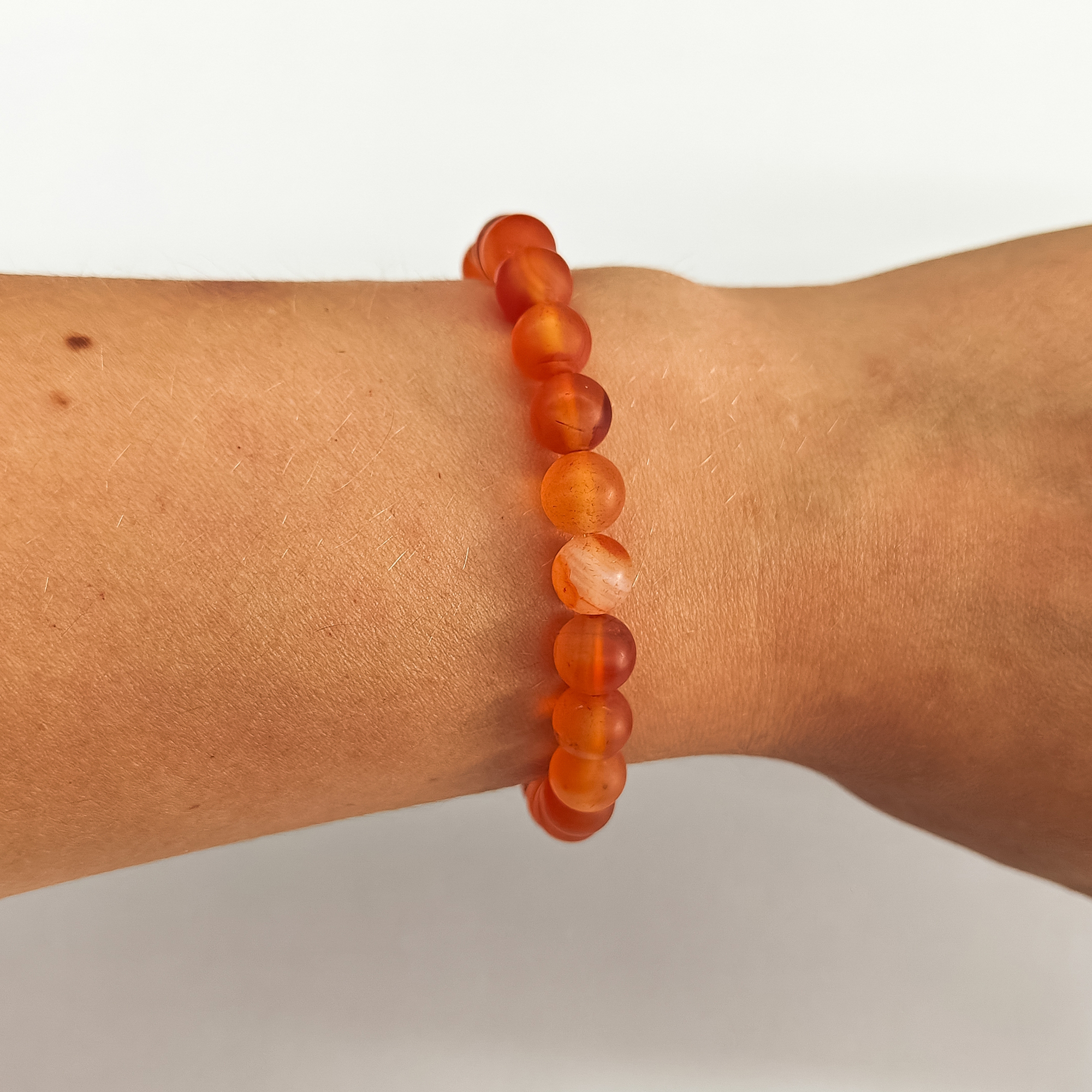 Frosted Carnelian 8mm Bead Stretchy Bracelet