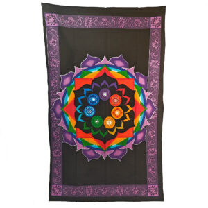 Chakras on Lotus Flower Tapestry Single