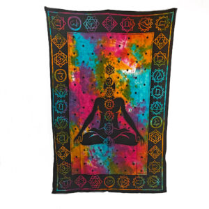 Chakras on Lotus Simple Tapestry Single
