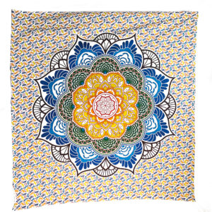 Orange Camellia Flower Mandala Tapestry Wall Hanging Double