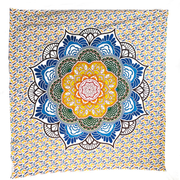 Colorful Camellia Flower Mandala Double Tapestry Yellow Orange