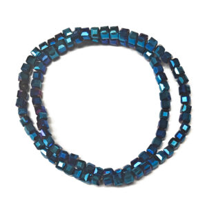 Faceted Blue 4mm Cube Beads