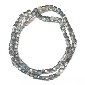 Faceted Sky Blue Half Plated 4mm Cube Beads