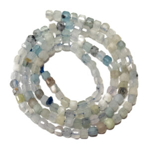 Faceted Aquamarine Cube 3mm Beads