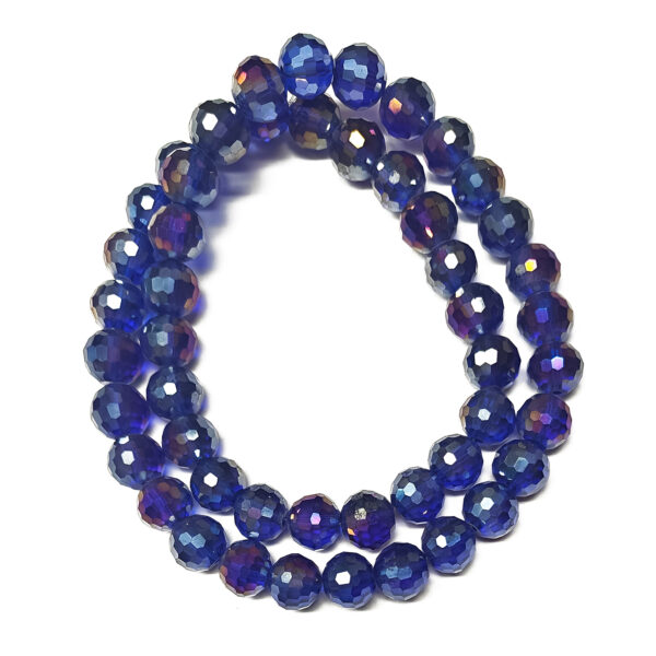 Faceted Blue 12mm Round Electroplated AB 180482