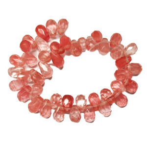 Faceted Cherry Quartz Drop Beads