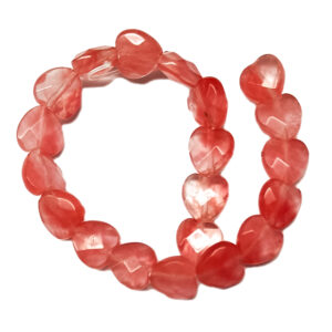 Faceted Cherry Quartz Heart 10mm Beads