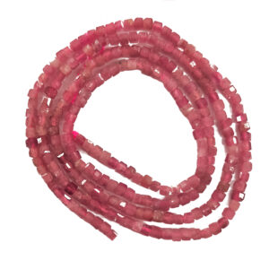 Faceted Cube Pink Tourmaline 2mm Beads