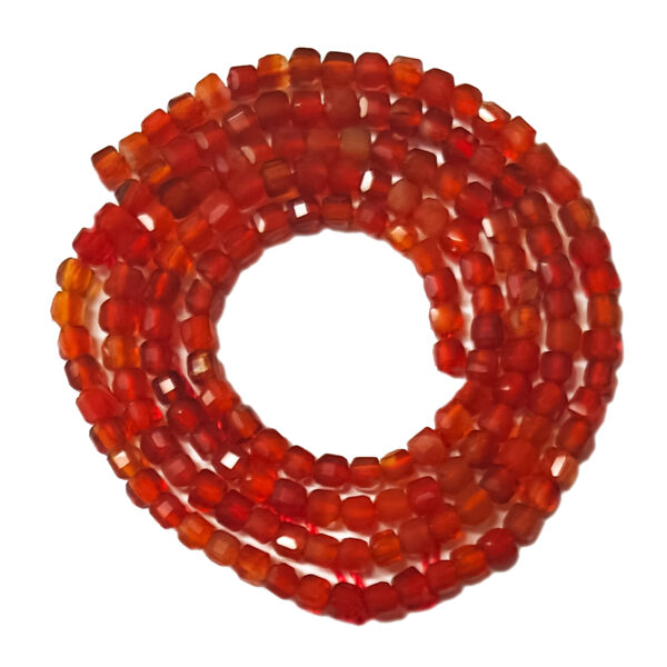 Faceted Cube Red Agate 2mm Beads
