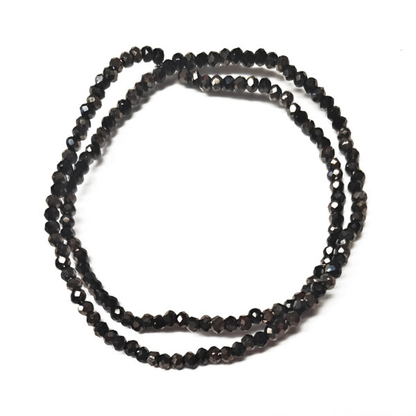 Faceted Half Black Rondelle Opaque 2×1.5 Beads 180511