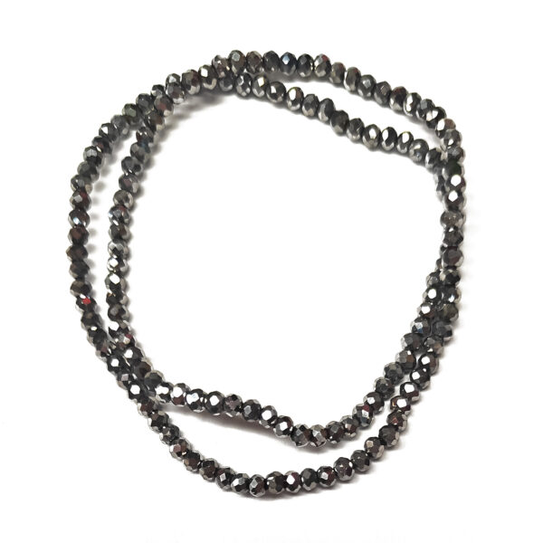 Faceted Platinum Plated Rondelle 3x2mm Beads 180523
