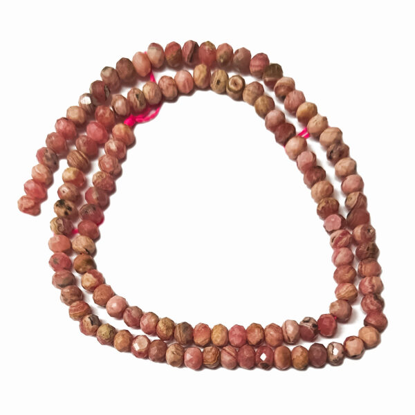 Faceted Rhodochrosite Rondelle Beads 241611 Faceted Rhodochrosite Rondelle Beads