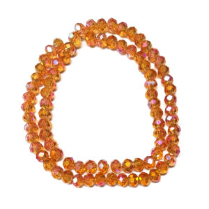 Faceted Rondelle Rainbow Plated Dark Orange 6x4mm Beads