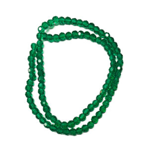 Faceted Round 4mm Transparent Dark Green Beads