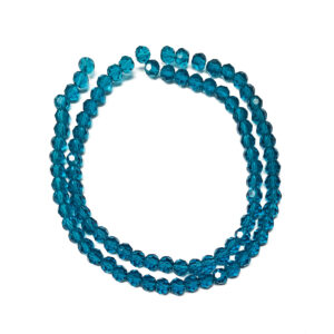 Faceted Round 4mm Transparent Cyan Beads