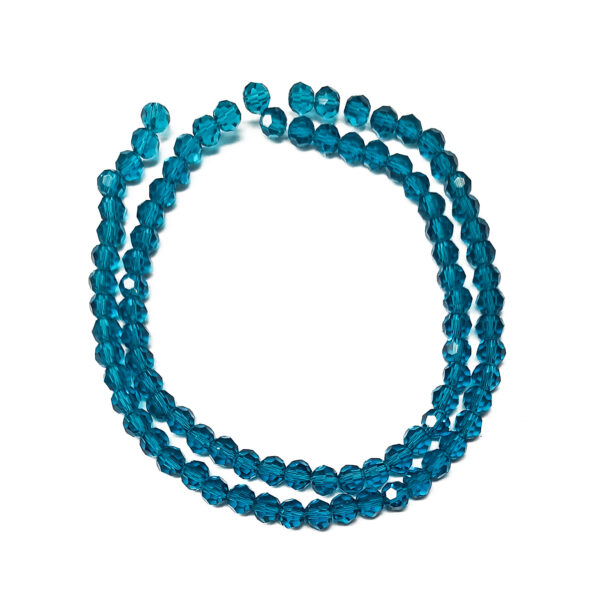 Faceted Round Transparent Cyan 4mm 87pcs 32cm 180296