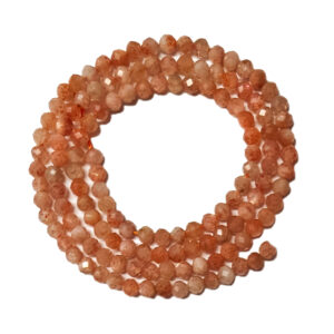 Faceted Sunstone 3x3.5mm Beads