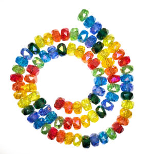 Faceted Wheel Electroplated Rainbow Colourful 8x5mm Beads