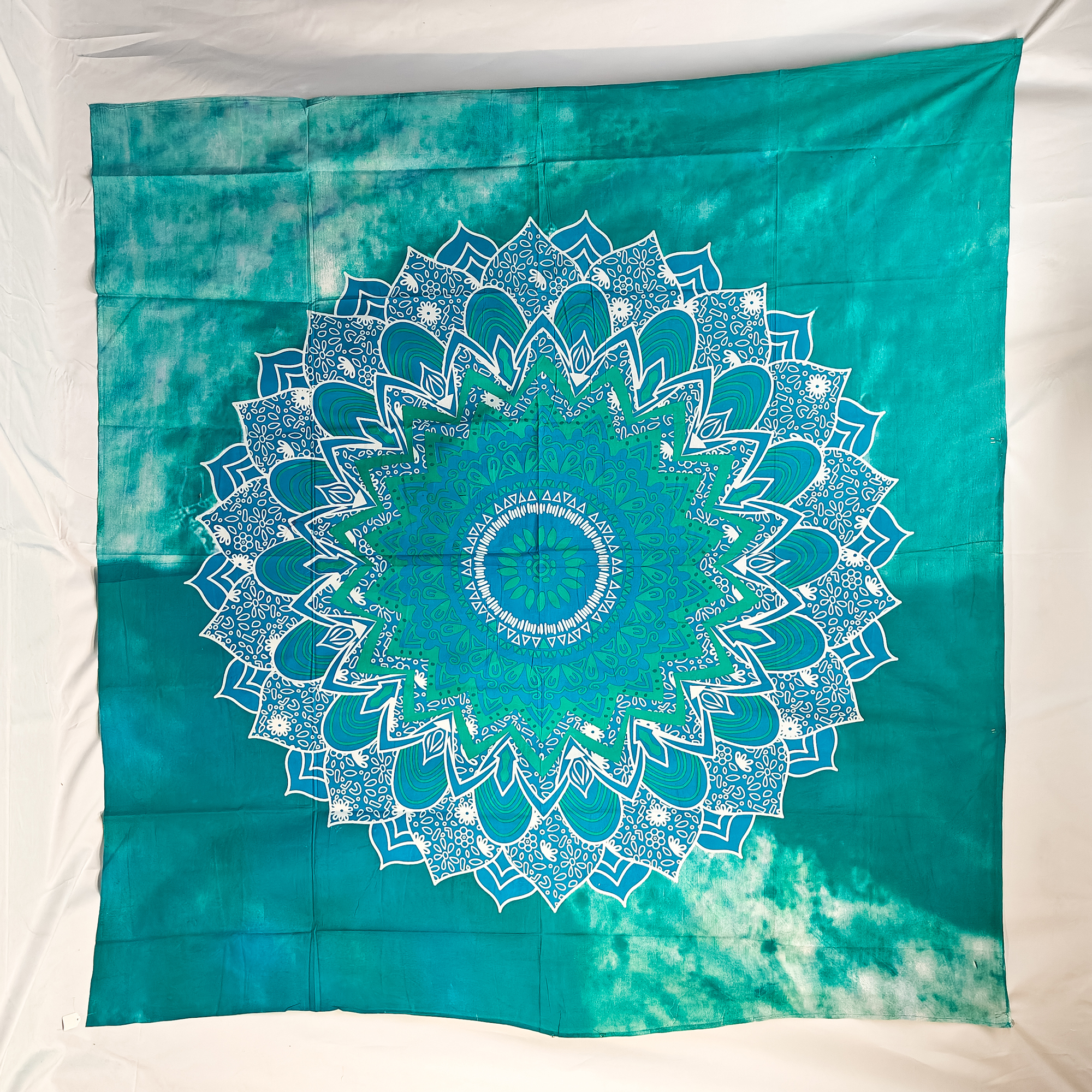 Flower Mandala Double Tapestry Blue Green