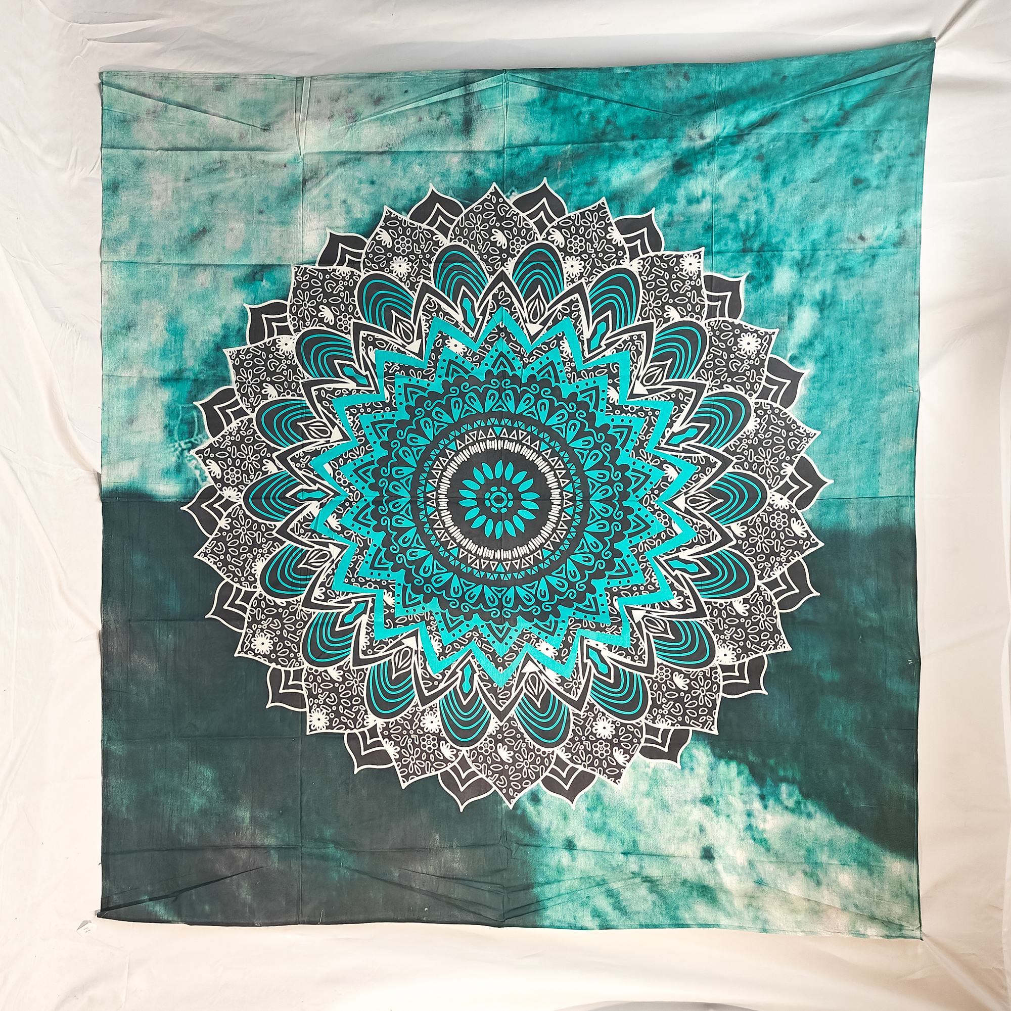 Flower Mandala Double Tapestry Teal