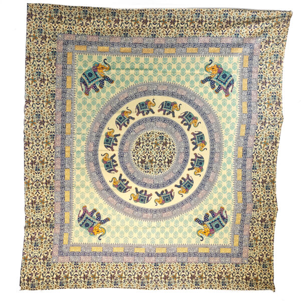 Follow The Leader Elephant Double Tapestry Blue Yellow