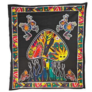 Trippy Mushroom Frog Tapestry Wall Hanging Double