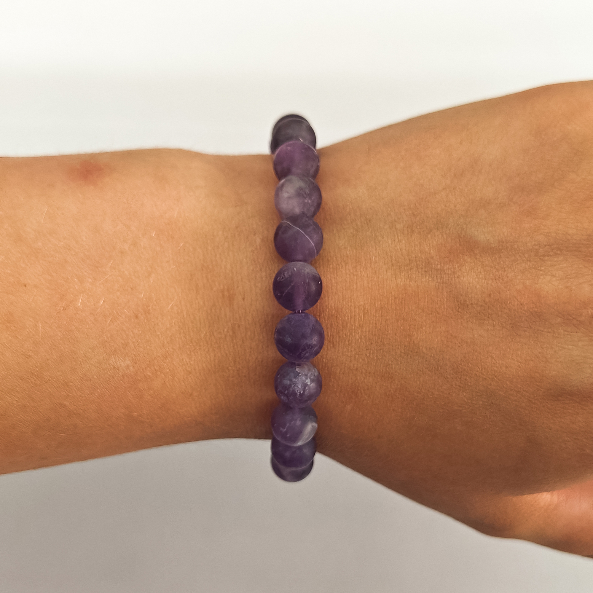 Frosted Amethyst 8mm Bead Stretchy Bracelet
