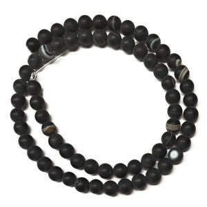 Frosted Banded Black Agate 6mm Beads