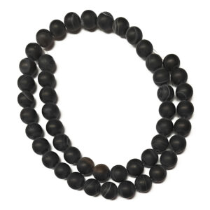 Frosted Banded Black Agate 8mm Beads