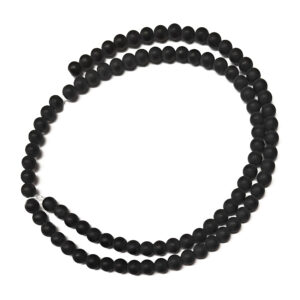 Frosted Black Agate 4mm Beads