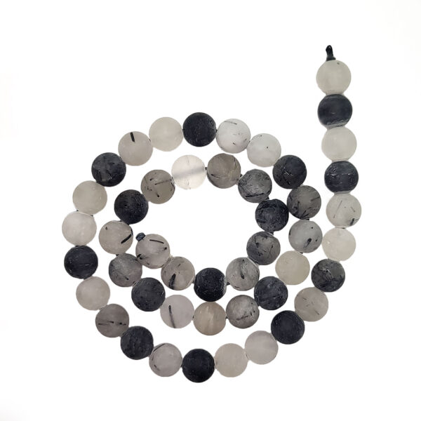 Frosted Black Rutilated Quartz 8mm Beads 241461