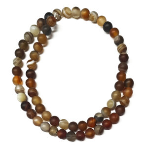 Frosted Brown Banded Agate 6mm Beads