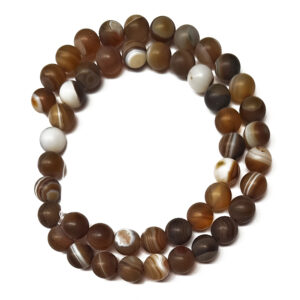 Frosted Brown Banded Agate 8mm Beads