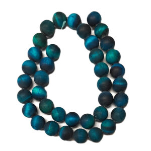 Frosted Dyed Tigers Eye Blue 10mm Beads