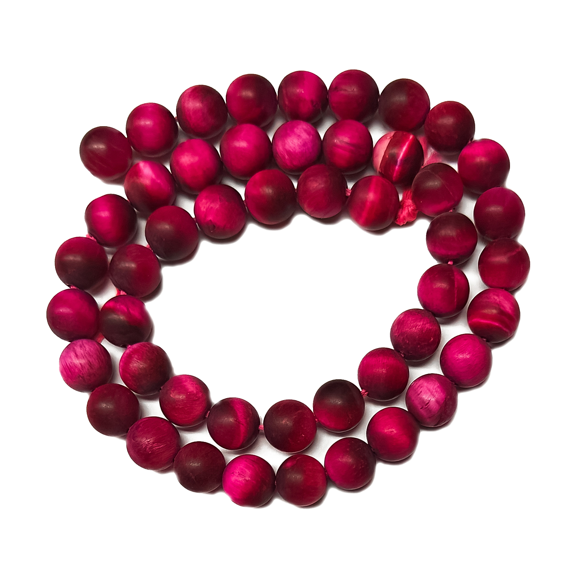 Frosted Dyed Tigers Eye Pink 8mm Beads 240829 Frosted Dyed Tigers Eye Pink 8mm Beads