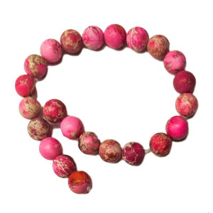 Frosted Hot Pink Imperial Jasper 8mm Beads